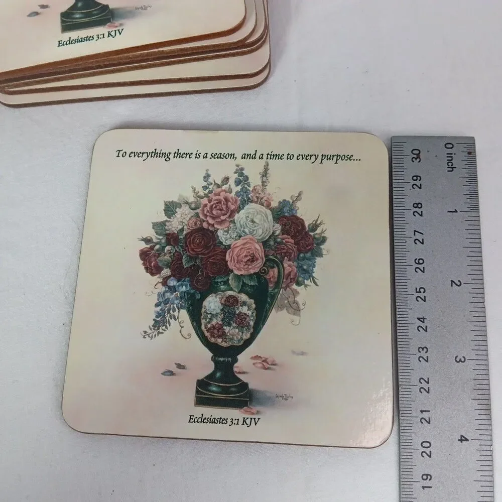Glynda Turley Art Cork Coasters Ecclesiastes 3.1 KJV Season and Purpose Quote